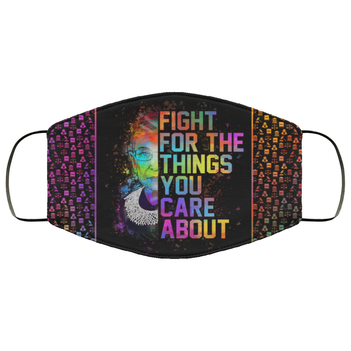Fight For The Things You Care RBG Washable Reusable Printed Cloth Face Mask Cover, Black, Cloth Face Cover