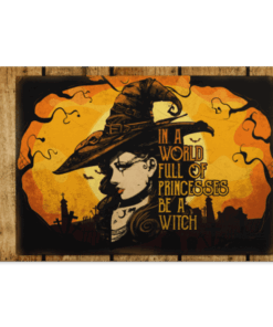 In A World Full Of Princesses Be A Witch Creepy Halloween Saying Canvas Poster - Cool Halloween Meme Wall Art, White, 0.75'' Framed Canvas