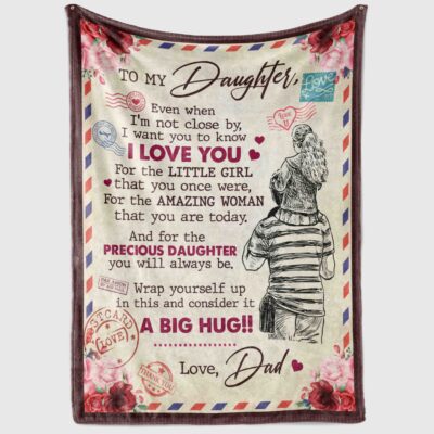 Alternative view of To My Daughter Even When I'm Not Close By From Dad Letter Fleece Blanket - Premium Sherpa Blanket