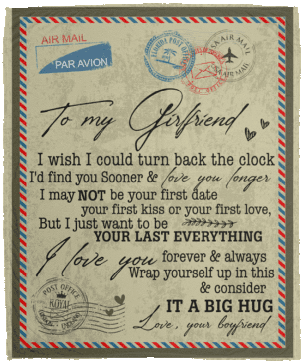 To My Girlfriend I Wish I Could Turn Back The Clock Letter Fleece Blanket - Premium Sherpa Blanket - Woven Blanket, White, Cozy Plush Fleece Blanket - 50x60