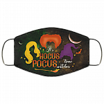 Halloween Mask - It's Hocus Time Witches Pocus Washable Reusable Custom - Printed Cloth Face Mask Cover, Black, Cloth Face Cover