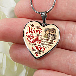 To My Wife You Are Braver Than You Believe And Loved More Than You Know UP Luxury Heart Pendant Necklace - Heart Luxury Necklace (Silver) To My Wife You Are Braver Than You Believe And Loved More Than You Know UP Luxury Heart Pendant Necklace - Heart Luxury Necklace (Silver)