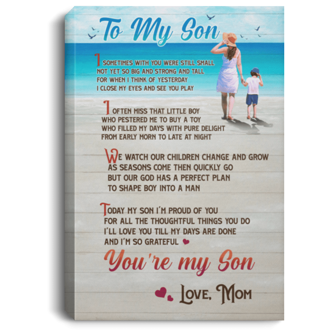 To My Son I Sometimes Wish You With Were Still Small Framed Canvas - Unframed Poster - To My Son Form Mom Gift, White, 0.75'' Framed Canvas