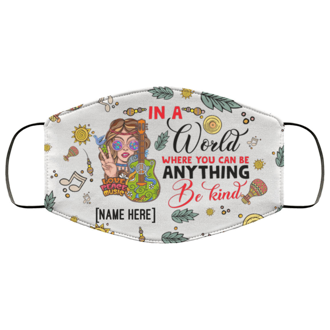 Personalized In A World Where You Can Be Anything Be Kind Washable Reusable Printed Cloth Face Mask Cover, White, Cloth Face Cover