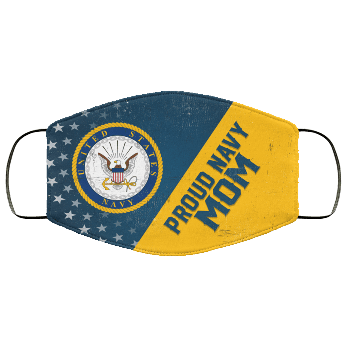Proud Navy Mom US Navy Washable Reusable Custom - Printed Cloth Face Mask Cover, White, Cloth Face Cover