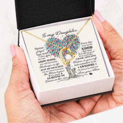 To My Daughter Never Forget How Much I Love You From Mom Forever Heart Pendant Necklace