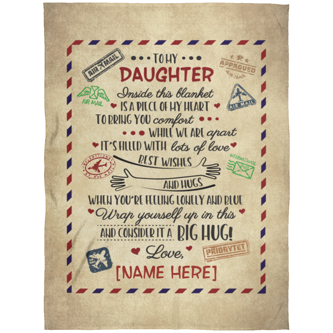 Personalized Daughter Letter Blanket Personalized to My Daughter