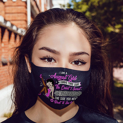 Alternative view of August Girl I Have Three Sides The Quiet and Sweet Washable Reusable Custom-Printed Cloth Face Mask Cover
