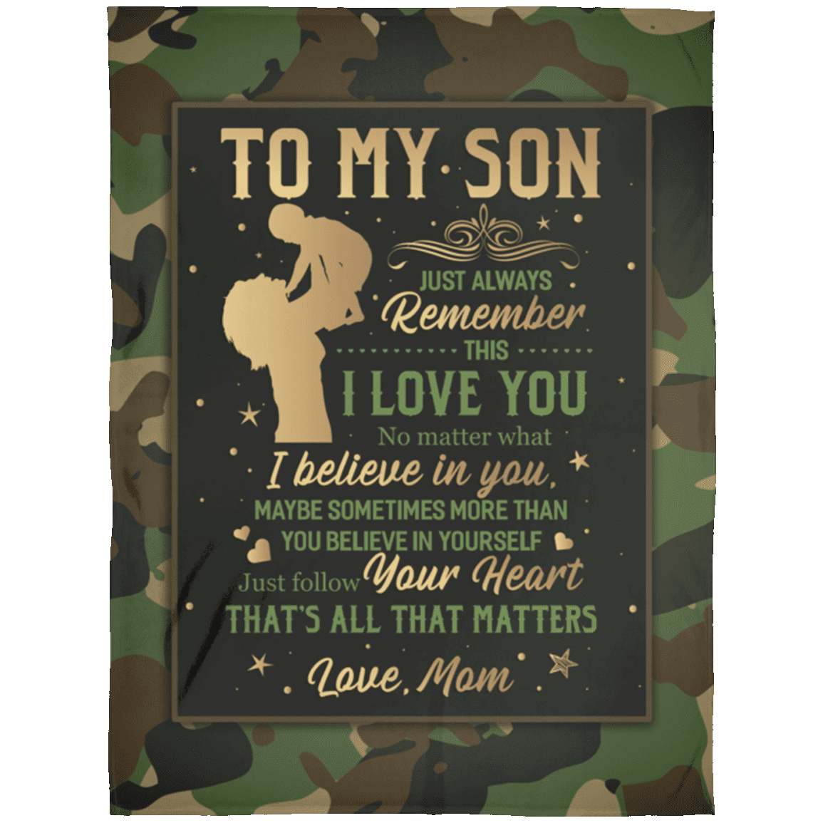 From Mom to My Son Just Always Remember This I Love You Camouflage Fleece - Premium Sherpa Blanket, White, Arctic Fleece Blanket - 60x80