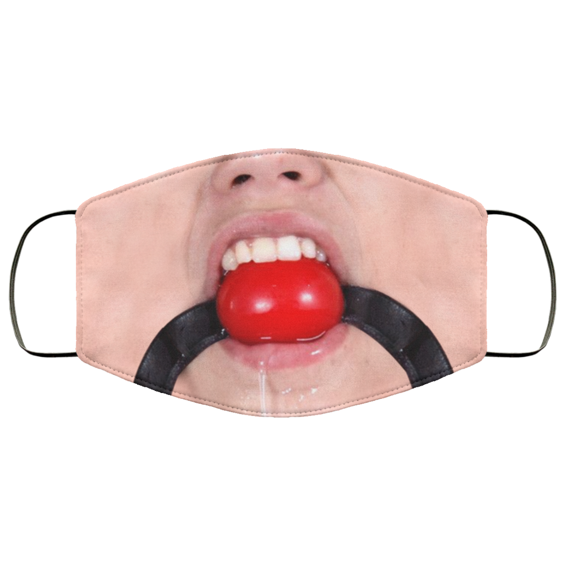 Ball Gag Drooling Slobber Funny Washable Reusable Custom - Printed Cloth Face Mask Cover, White, Cloth Face Cover