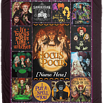 Personalized Hocus Three Witches Pocus Halloween Fleece Blanket - Premium Sherpa Blanket - Woven Blanket, White, Cozy Plush Fleece Blanket - 50x60