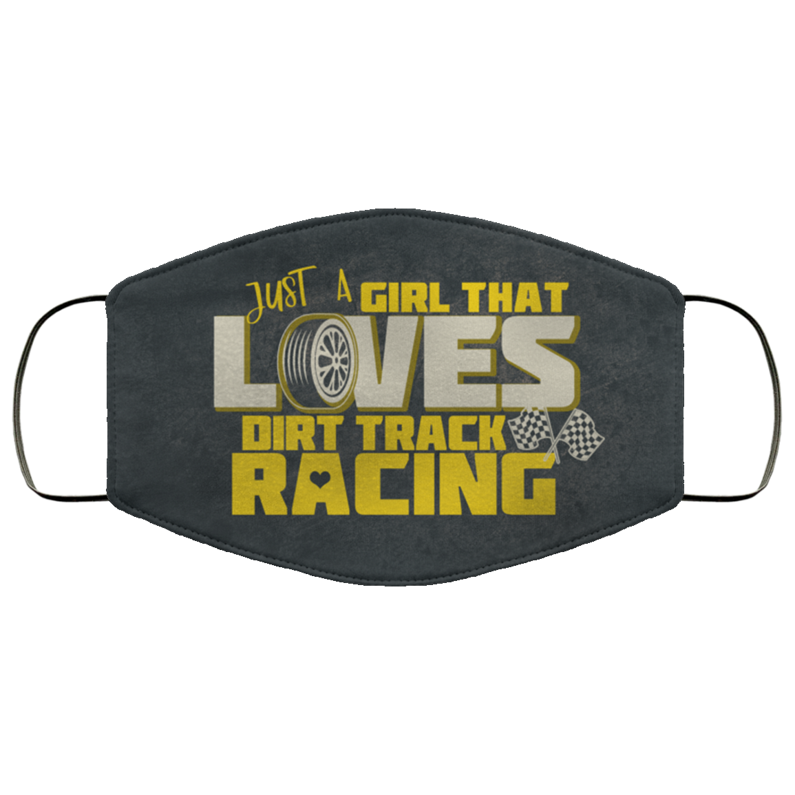 Just a Girl That Loves Dirt Track Racing Washable Reusable Custom - Printed Cloth Face Mask Cover, White, Cloth Face Cover