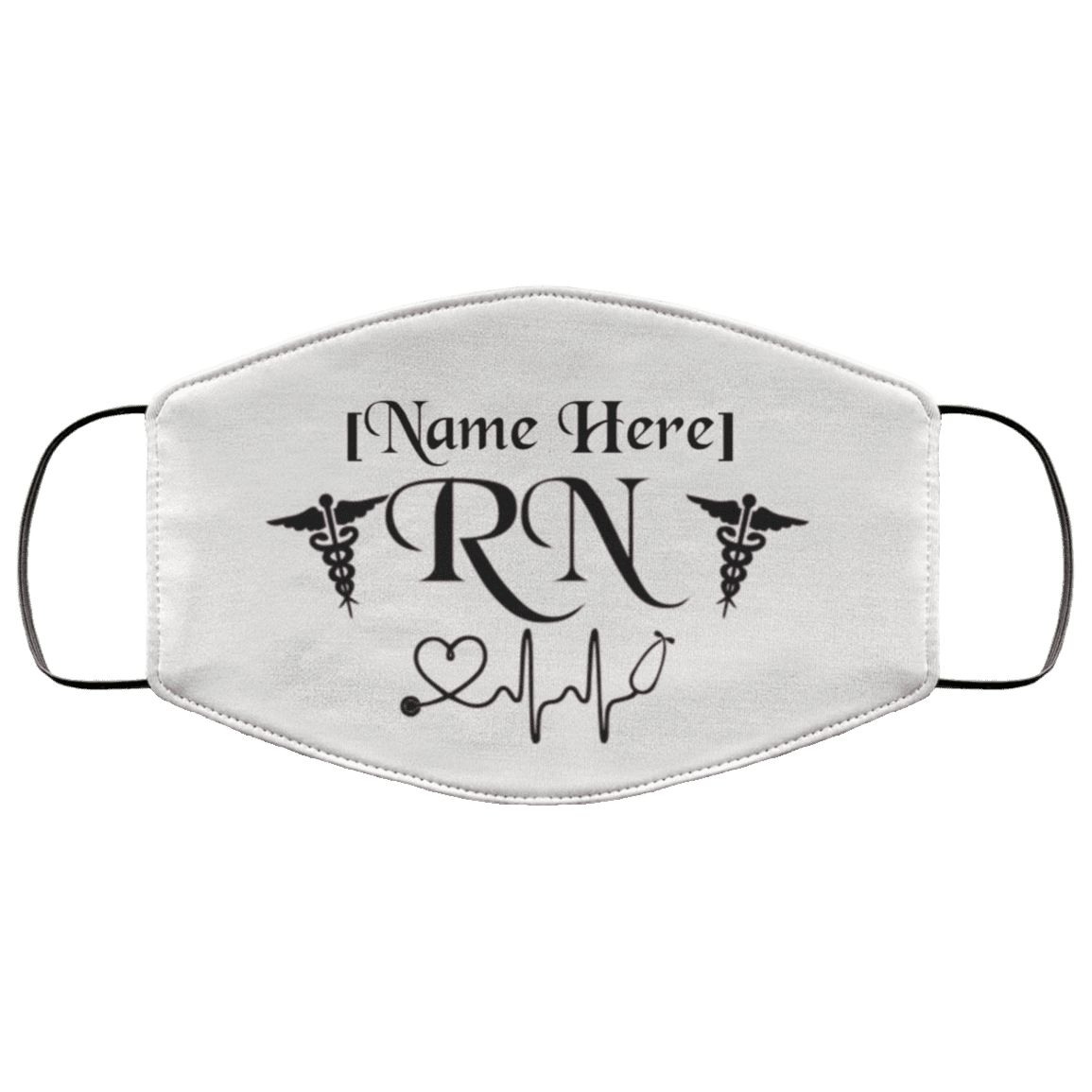 Personalized Name RN Nurse Washable Reusable Custom - Printed Cloth Face Mask Cover, White, Cloth Face Cover