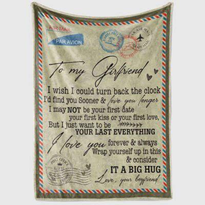 Alternative view of To My Girlfriend I Wish I Could Turn Back The Clock Letter Fleece Blanket - Premium Sherpa Blanket - Woven Blanket