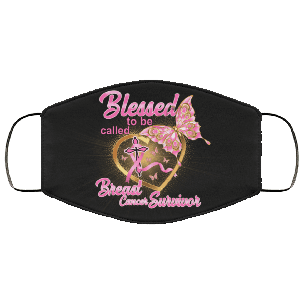 Blessed To Be Called Breast Cancer Survivor Washable Reusable Custom - Printed Cloth Face Mask Cover, Black, Cloth Face Cover