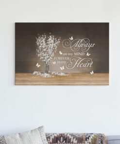 Alternative view of Butterfly Always On My Mind Forever In My Heart Framed Canvas Prints - Unframed Poster - Home Decor Wall Art