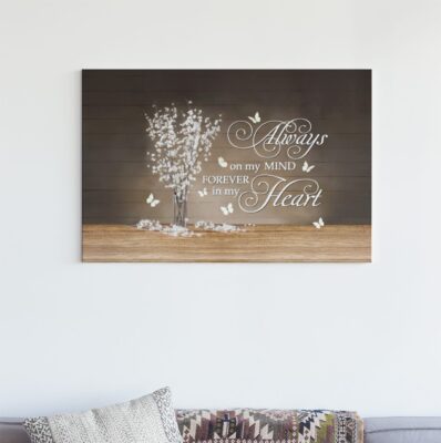 Alternative view of Butterfly Always On My Mind Forever In My Heart Framed Canvas Prints - Unframed Poster - Home Decor Wall Art