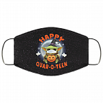 Baby Yoda Washable Reusable Custom Printed Cloth Face Mask Cover - Happy Quar-o-teen - Funny Halloween Quarantine Face Mask, Black, Cloth Face Cover