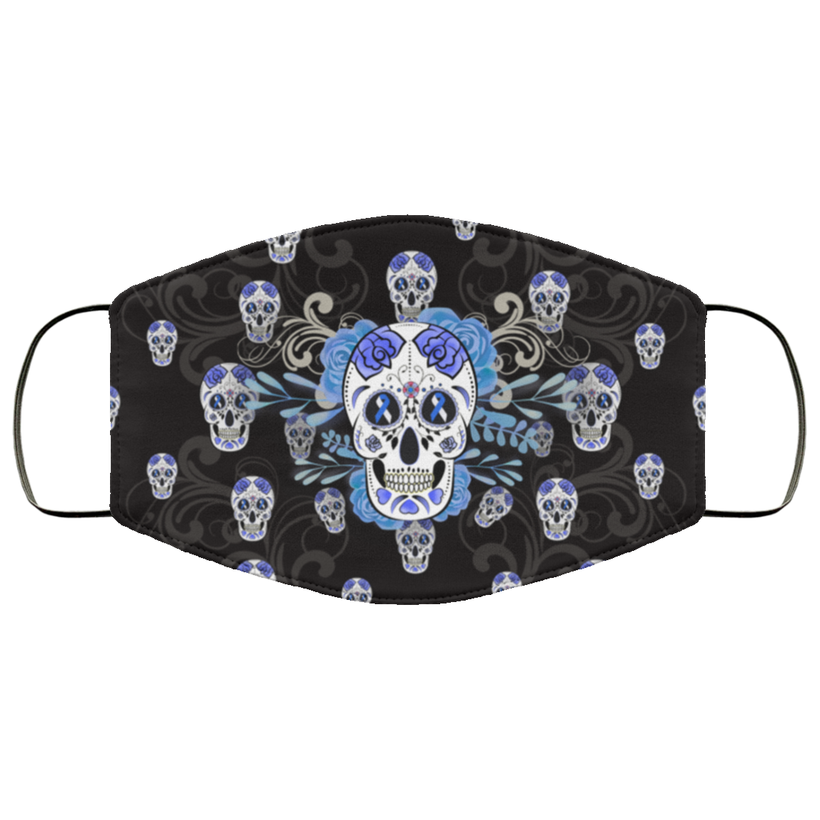 Diabetic Awareness Face Mask - Diabetes Awareness Sugar Skull Washable Reusable Custom Printed Cloth Face Mask Cover, White, Cloth Face Cover