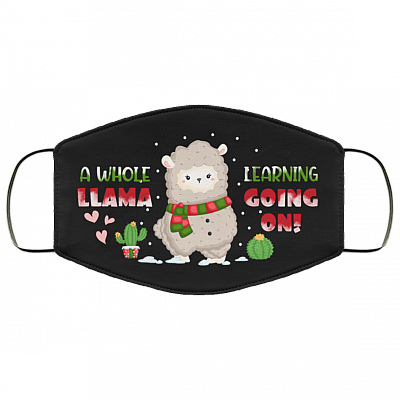 A Whole Llama Learning Going On Washable Reusable Custom-Printed Cloth Face Mask Cover, White, Cloth Face Cover