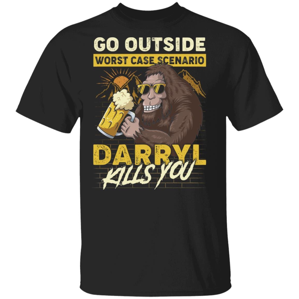 Go Outside Worst Case Scenario Darryl Kills You Funny Bigfoot T-Shirt - Bigfoot Drinking Beer Shirt, Black, Unisex T-Shirt Go Outside Worst Case Scenario Darryl Kills You Funny Bigfoot T-Shirt - Bigfoot Drinking Beer Shirt, Black, Unisex T-Shirt