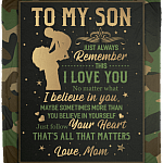 From Mom to My Son Just Always Remember This I Love You Camouflage Fleece - Premium Sherpa Blanket, White, Cozy Plush Fleece Blanket - 50x60