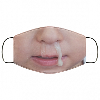 Funny Face Gross Snot Nose Kid Washable Reusable Custom - Printed Cloth Face Mask Cover, White, Cloth Face Cover