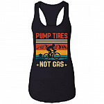 Biker Pump Tires Not Gas Vintage Cotton Tank Top Tee - Ladies Racerback Tank, Black, Ladies Racerback Tank