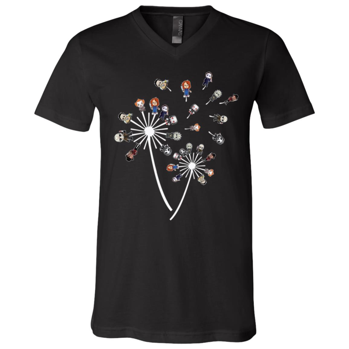 Cute Horror Movies Characters Dandelion Halloween T-Shirt - V Neck, Black, V-Neck T-Shirt Cute Horror Movies Characters Dandelion Halloween T-Shirt - V Neck, Black, V-Neck T-Shirt