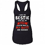 I Love My Bestie with All My Butt Couple Cotton Tank Top Tee - Ladies Racerback Tank, Black, Ladies Racerback Tank