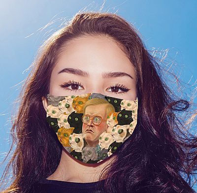 Alternative view of Bubbles I Roll with My Kitties Washable Reusable Custom - Printed Cloth Face Mask Cover