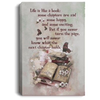 Life Is Like a Book Vintage Gallery Wrapped Framed Canvas Prints - Unframed Poster - Vintage Decor Wall Art, White, 0.75'' Framed Canvas