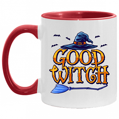 Good Witch Bad Witch Accent Mug, White/Red, 11 oz. Accent Mug