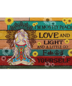 I'm Mostly Peace Love and Light and a Little Go F**k Yourself Yoga Meditation Framed Canvas Poster Wall Art, White, 0.75'' Framed Canvas