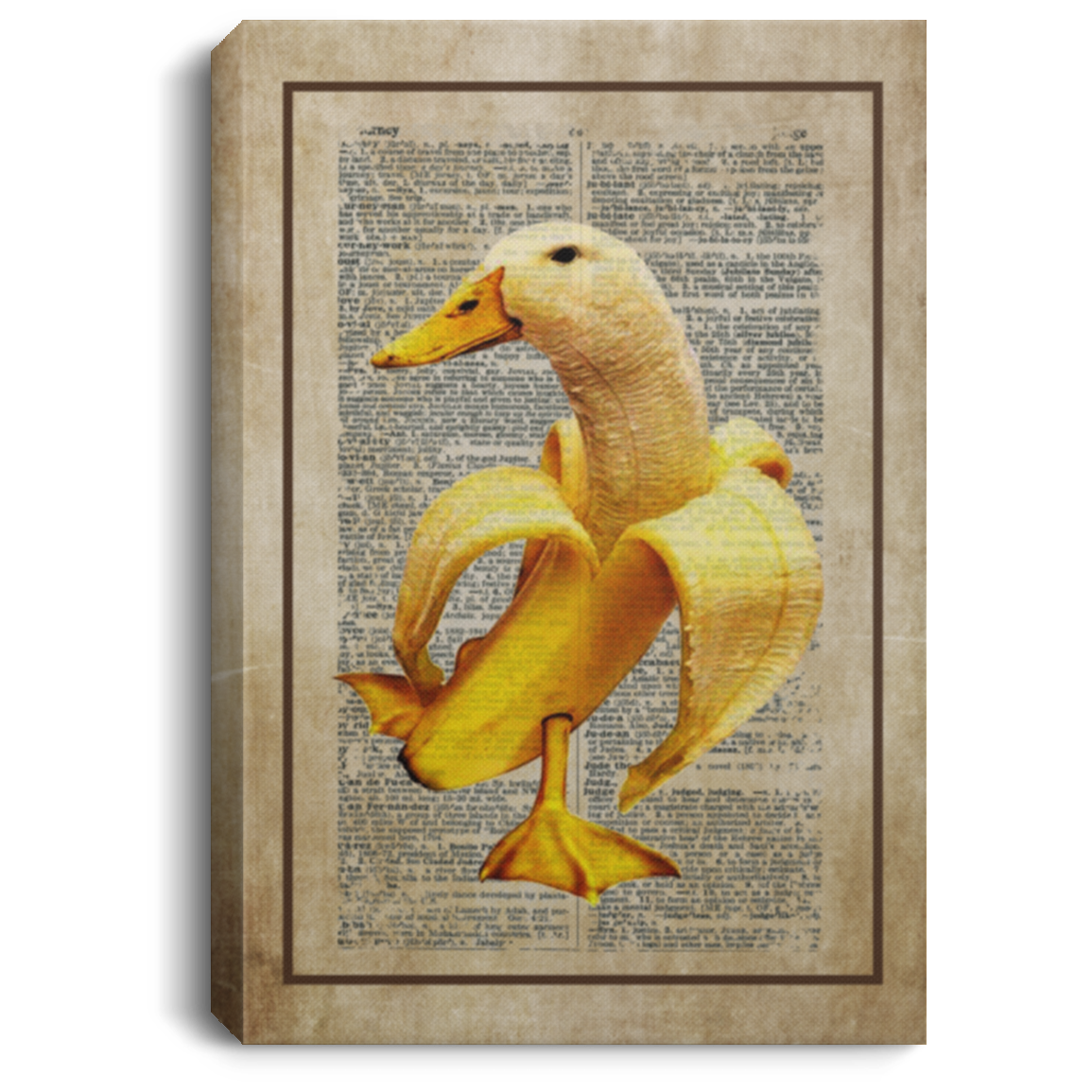 Banana Duck Anthropomorphic Art Gallery Wrapped Framed Canvas Prints – Unframed Poster, White, 0.75'' Framed Canvas