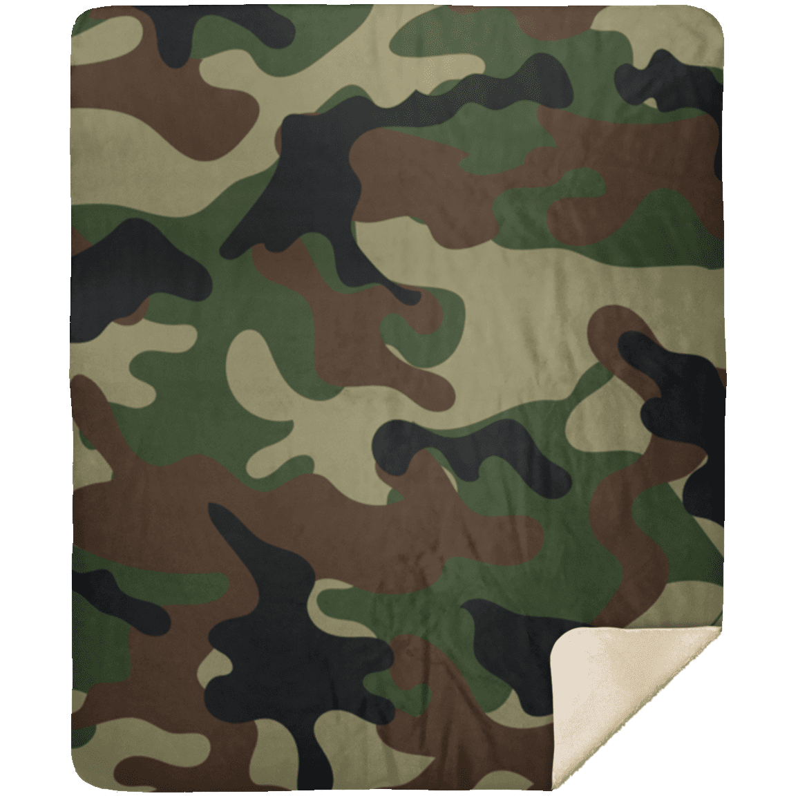 Camouflage Fleece Blanket - Premium Sherpa Blanket - Woven Blanket, White, Premium Mink Sherpa Blanket - 50x60