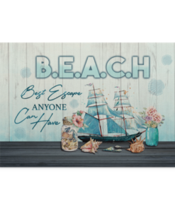 Beach Best Escape Anyone Can Have Framed Canvas Print - Unframed Poster, White, 0.75'' Framed Canvas