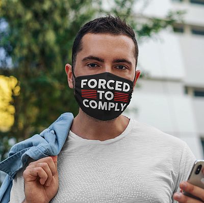 Alternative view of Forced To Comply Washable Reusable Custom - Printed Cloth Face Mask Cover