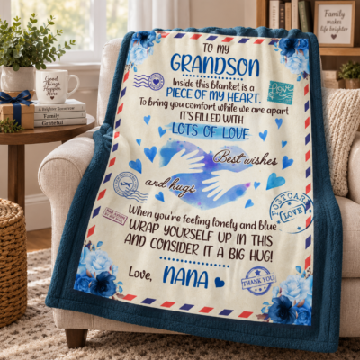 Alternative view of To My Grandson Inside This Blanket Is a Piece of My Heart Nana Fleece Blanket - Premium Mink Sherpa Blanket