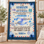 To My Grandson Inside This Blanket Is a Piece of My Heart Nana Fleece Blanket - Premium Mink Sherpa Blanket - Thumbnail Image 3