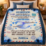 To My Grandson Inside This Blanket Is a Piece of My Heart Nana Fleece Blanket - Premium Mink Sherpa Blanket - Thumbnail Image 4