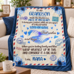 To My Grandson Inside This Blanket Is a Piece of My Heart Nana Fleece Blanket - Premium Mink Sherpa Blanket - Thumbnail Image 5