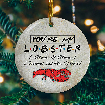 Alternative view of Personalized You're My Lobster Ornament Keepsake - Flat Circle Porcelain Ceramic Ornament Gift Friends