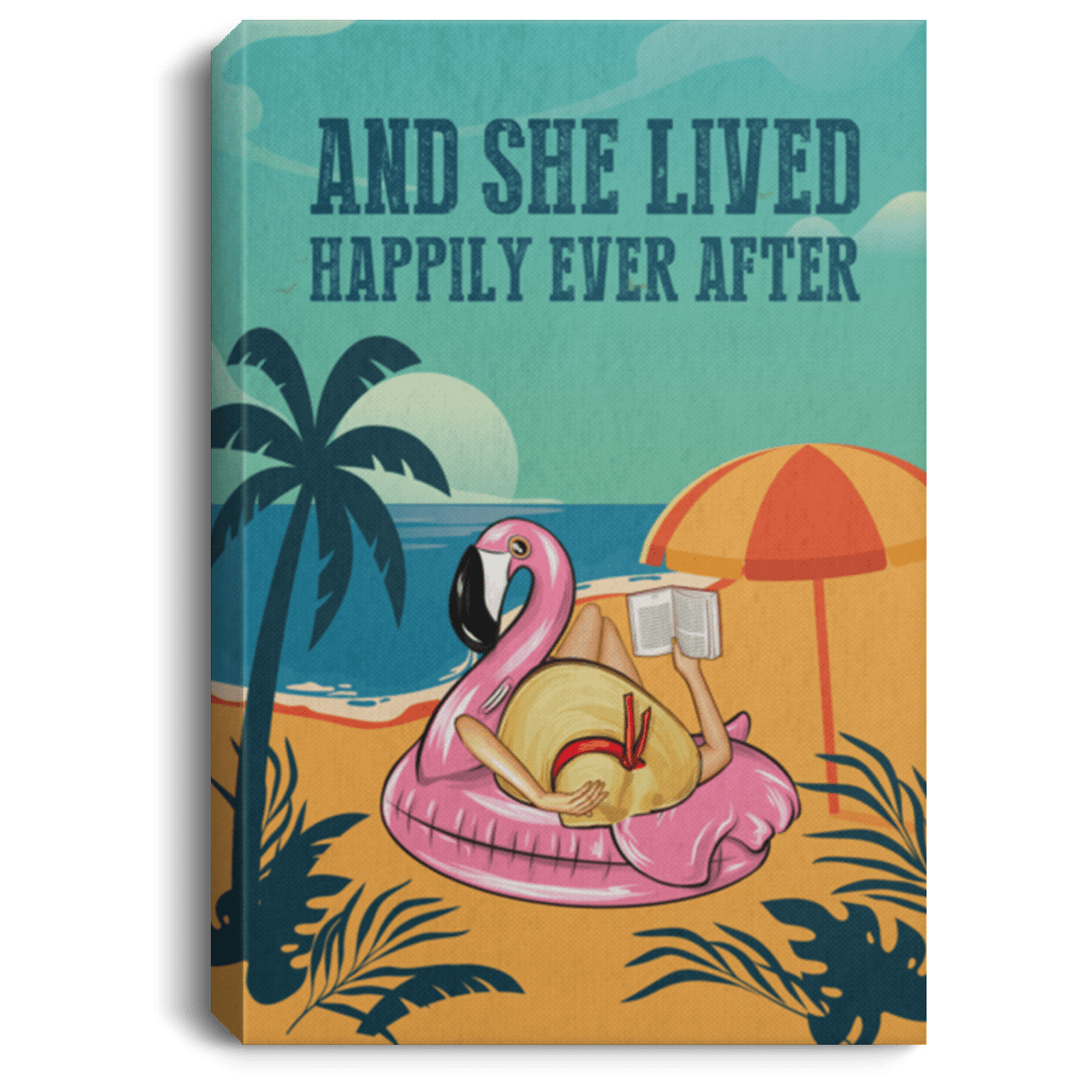 And She Lived Happily Ever After Poster - Ocean Beach Gallery Wrapped Framed Canvas Prints - Unframed Poster - Home Decor, White, 0.75'' Framed Canvas