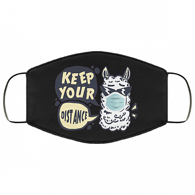 Funny Llama Keep Your Distance Washable Reusable Custom – Printed Cloth Face Mask Cover, Black, Cloth Face Cover