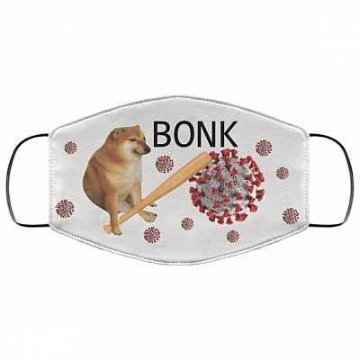 Bonk Washable Reusable Custom Printed Cloth Face Mask Cover - Shiba Doge Virus Mask - Dog Face Mask Shiba Inu Face Mask, White, Cloth Face Cover