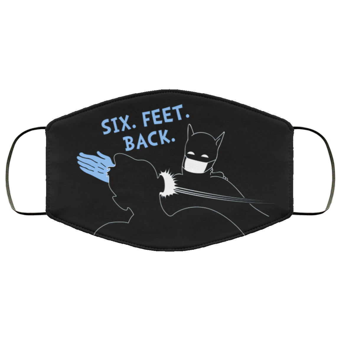 Six Feet Back Batman Washable Reusable Custom - Funny Super Hero Printed Cloth Face Mask Cover, Black, Cloth Face Cover