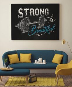 Alternative view of Strong Is Beautiful Home Gym Decor Gallery Wrapped Framed Canvas Prints-Unframed Poster