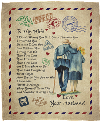 To My Wife I Didn't Marry You So I Could Live With You Message Letter Fleece Blanket - Premium Sherpa Blanket, White, Cozy Plush Fleece Blanket - 50x60