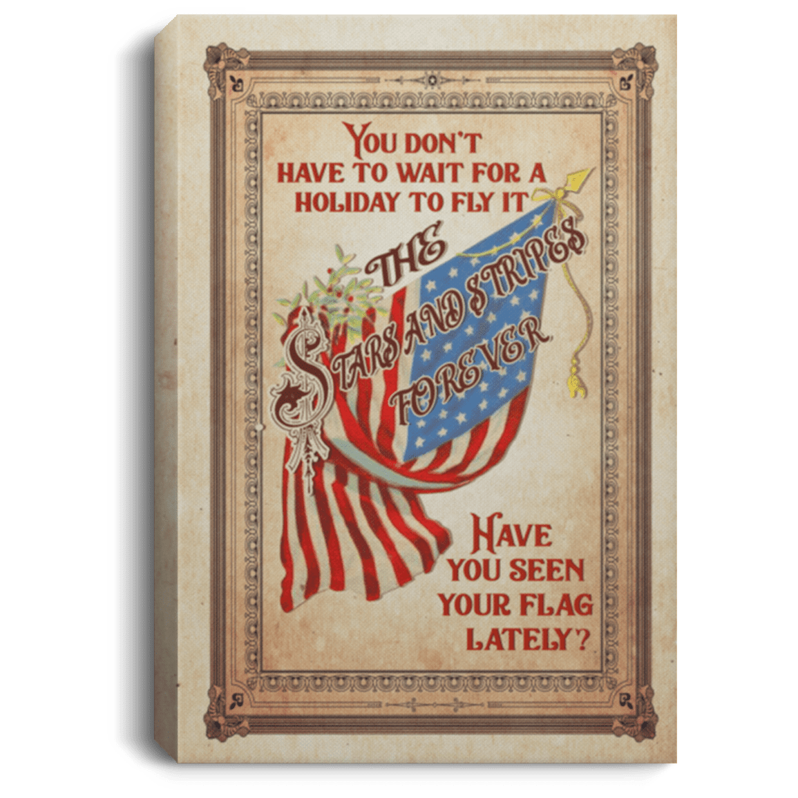 Stars And Stripes Forever American Flag Framed Canvas Prints - Unframed Poster - Patriotic Flag Canvas Art, White, 0.75'' Framed Canvas
